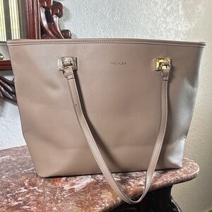 Anne Klein Beige Tote Bag with Gold Accents